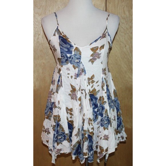Intimately Free People XS Alyson tank slip mini dress tunic cream blue floral - Picture 6 of 9